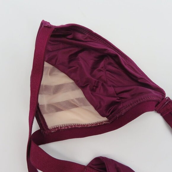 Victorias Secret Medium Bralette Purple Mesh Sides Wireless Unlined Front Close - Picture 8 of 13